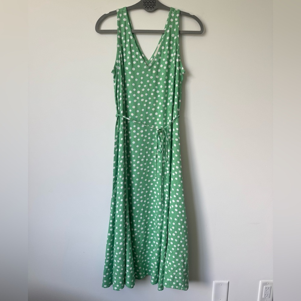 LOFT Dotted Godet Double V Midi Dress - Size S - Picture 4 of 12